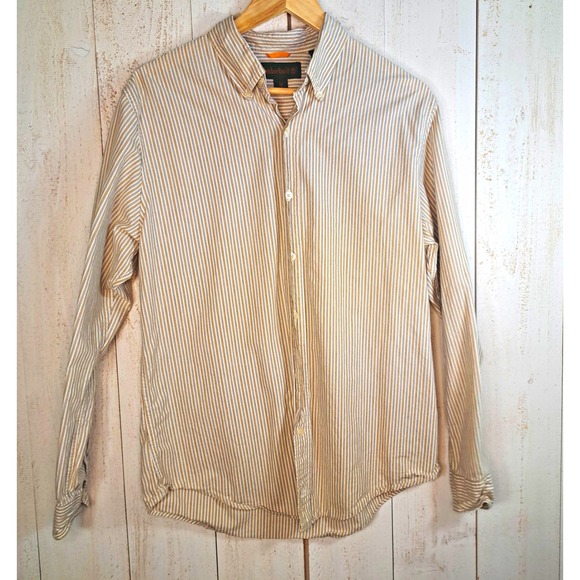 Timberland Other - Vintage Timberland Y2K Prep Retro Men's M Beige/White Pinstriped Button-Down